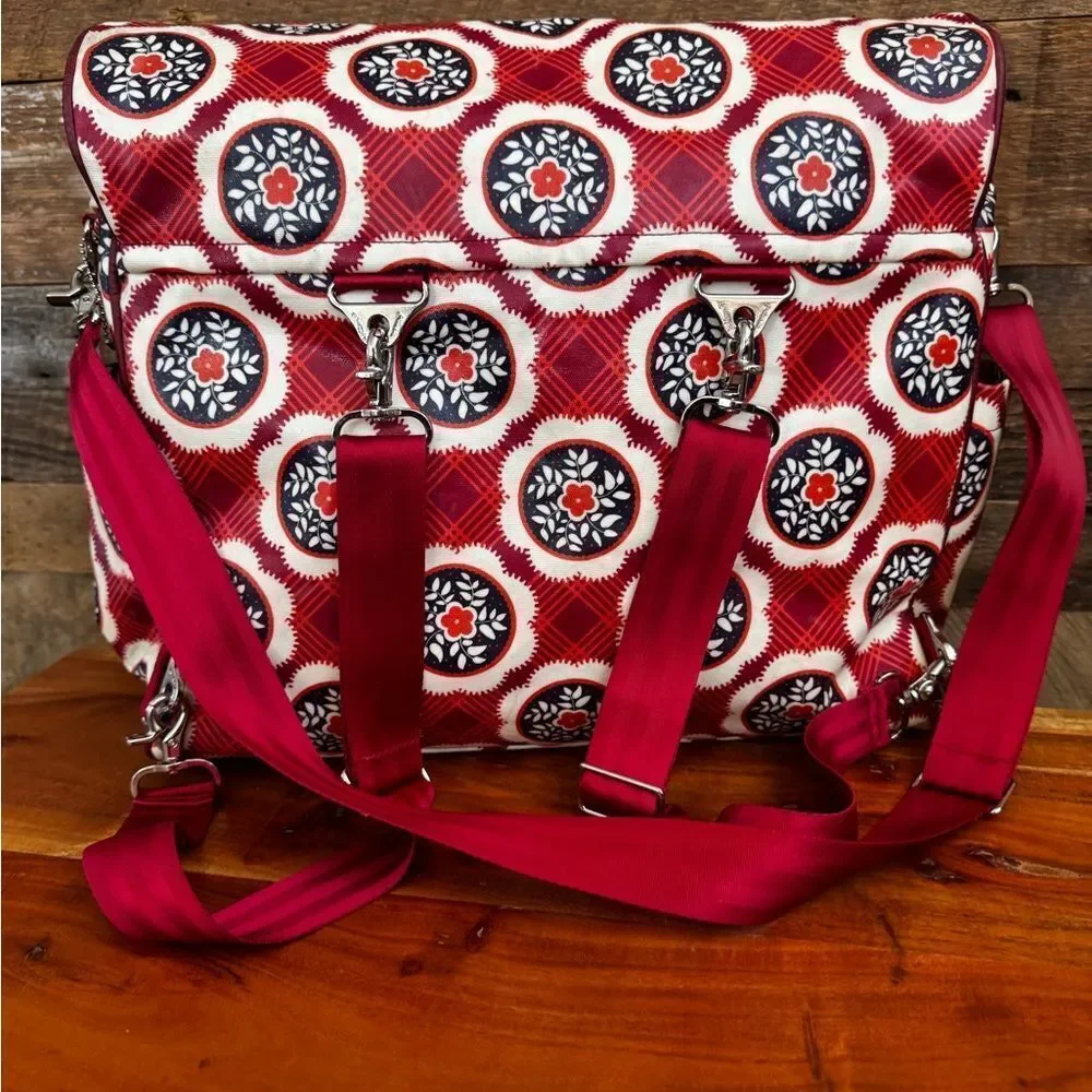Petunia Pickle Bottom Boxy Backpack Diaper Bag - Vibrant Red Pattern